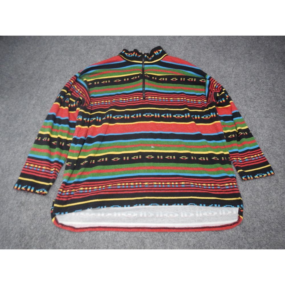Chaps Quarter‎ Zip Pullover Women's 2X Sport Colorful Striped Aztec Print *Flaw